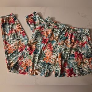 Floral Print Ribbed Lounge Pants